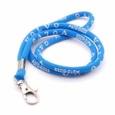Round lanyard with woven logo