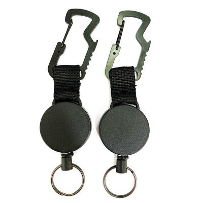 Bottle opener carabiner retractable keychain badge reel